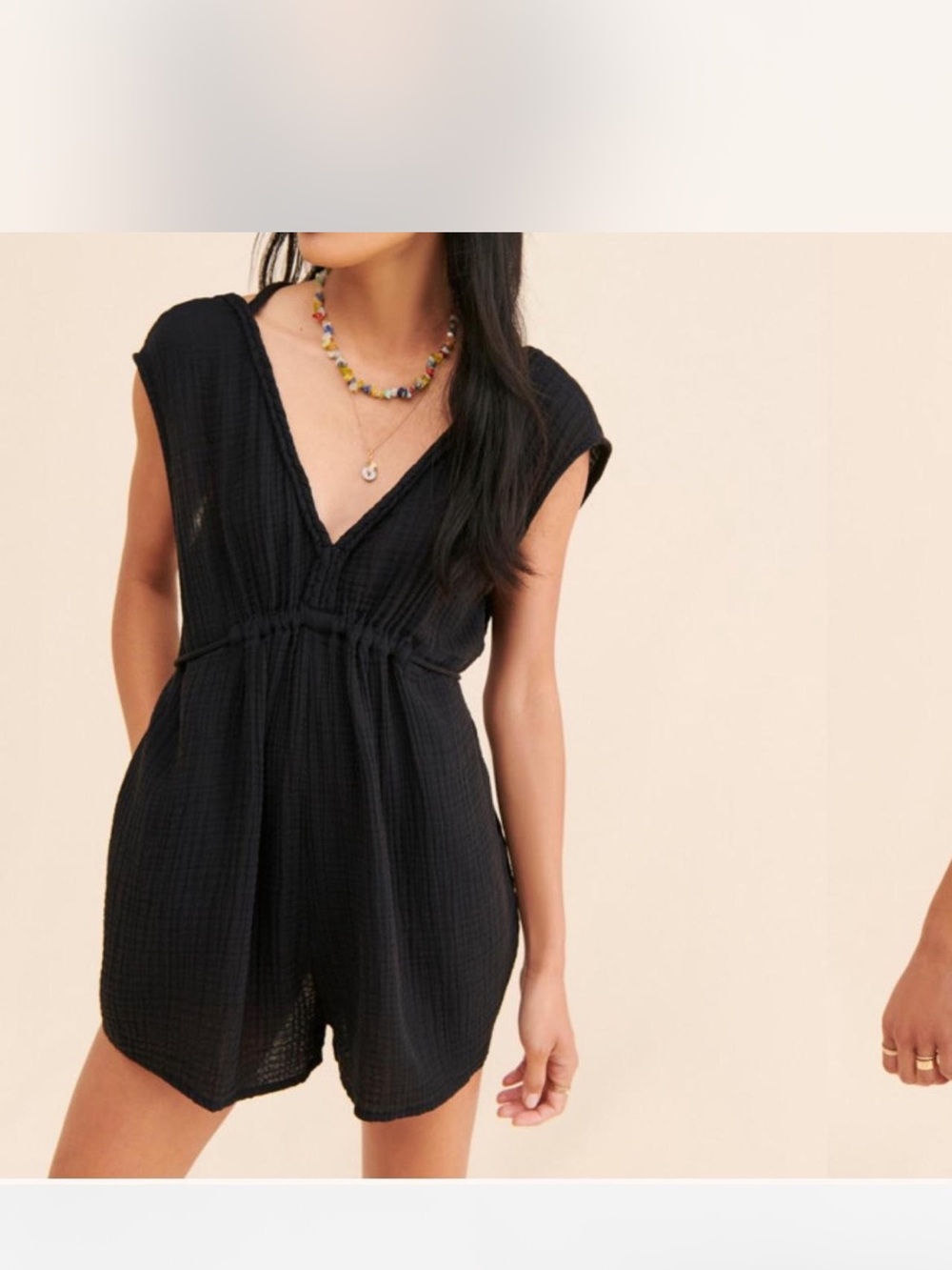 Anthropologie Black Strappy Braided Romper Beach Romper coverup